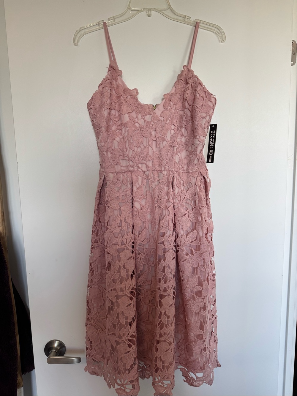 Lord & Taylor Rose Pink Lace Midi Dress